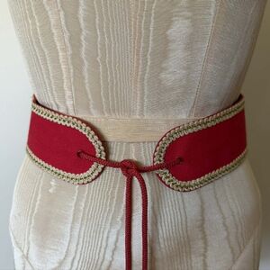 RARE Vintage Yves Saint Laurent 70s Russian Collection Red Tie Waist Belt